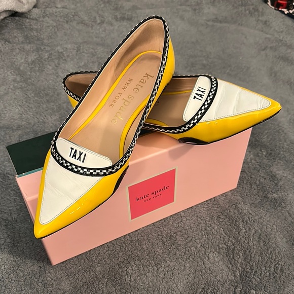 kate spade Shoes - Kate Spade Taxi Yellow and White Flats